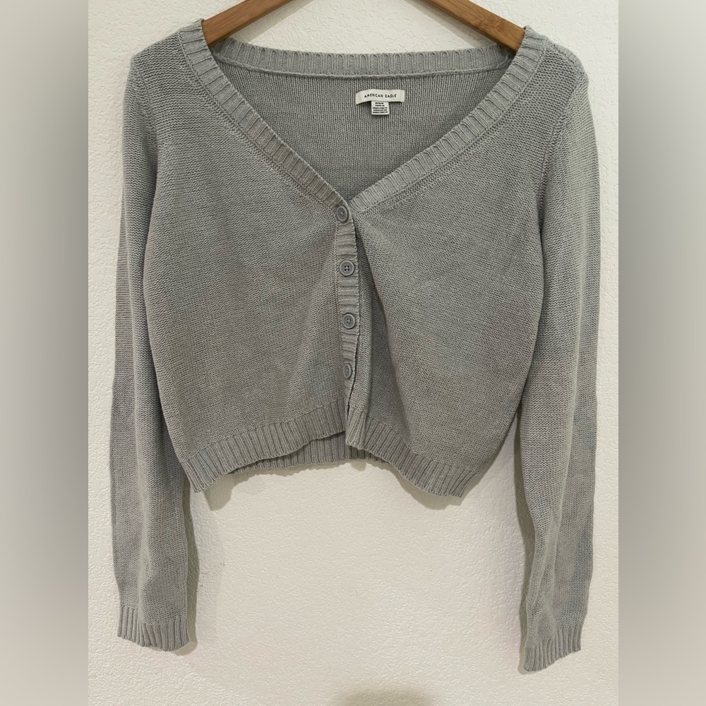 American Eagle Cropped Cardigan Knit Sweater SZ M NWOT